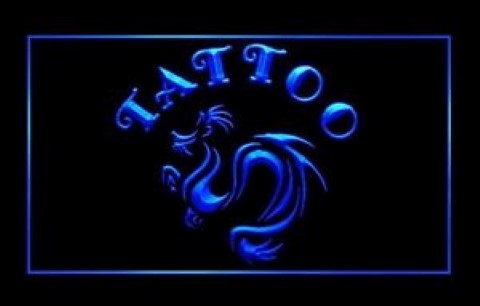 Modern Tribal Dragon Tattoo Piercing Shop LED Neon Sign